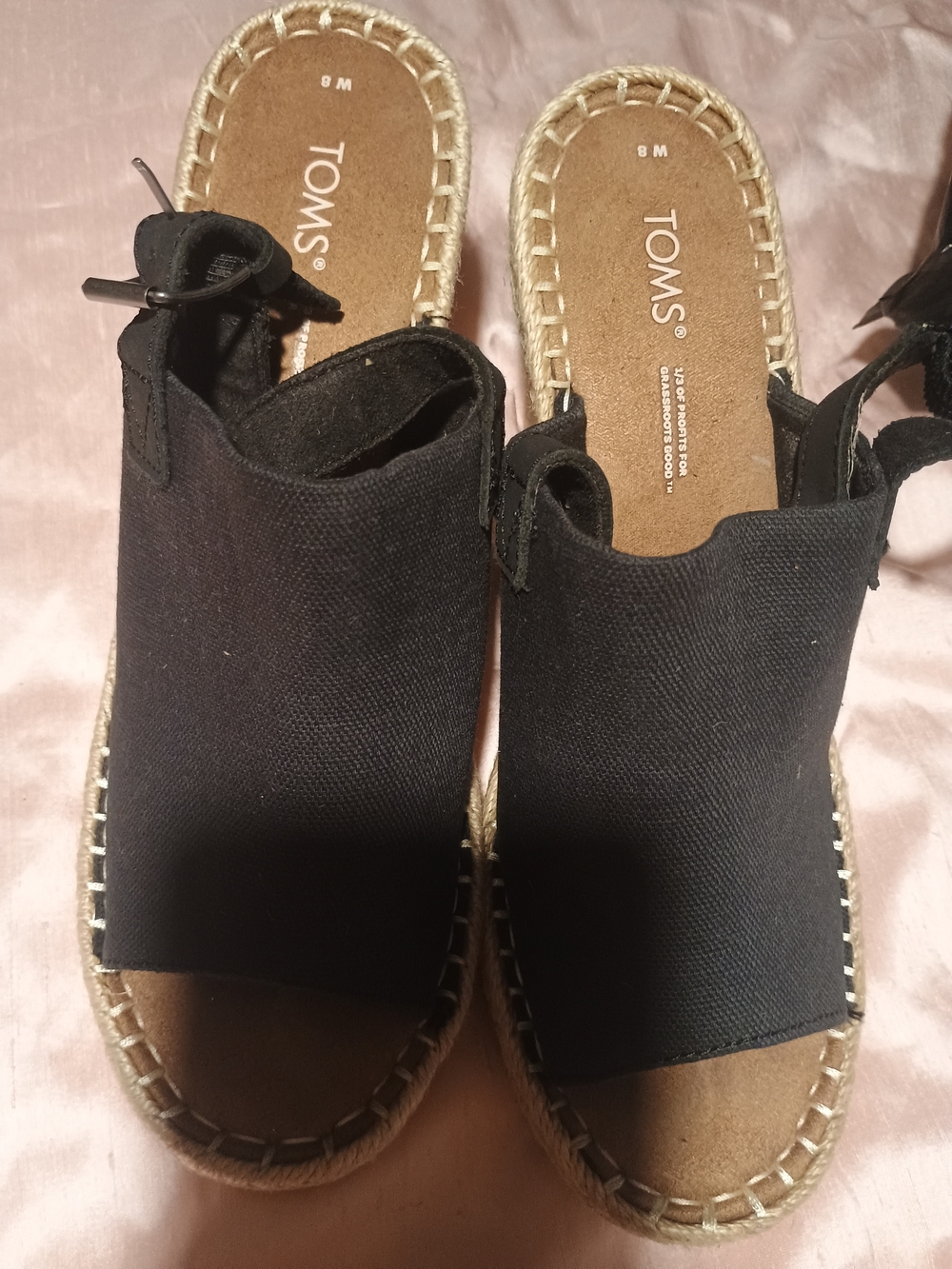 TOMS Camilla Espadrille Wedge Sandal Black Espadrille Wedge Sandals US 8